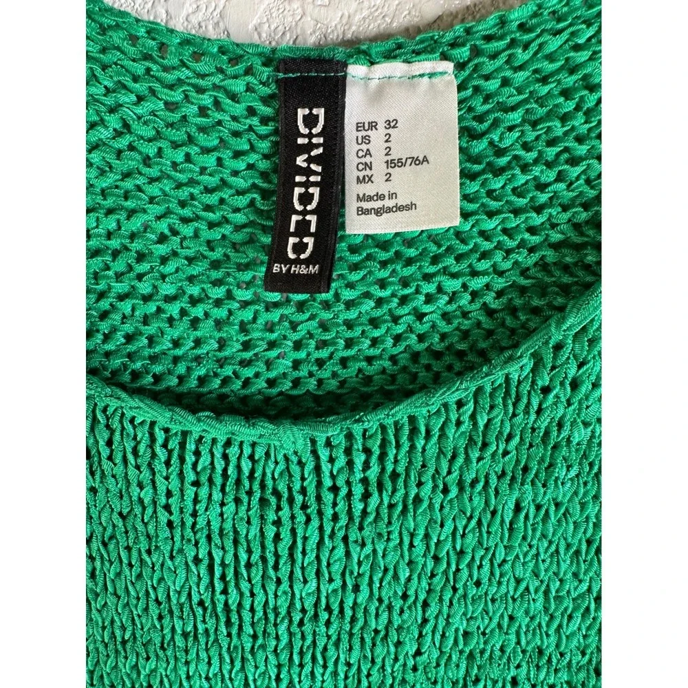 H&M Kelly Green Open‎ Stitch Sleeveless Knit Summer Vacation Tank Top Size 2